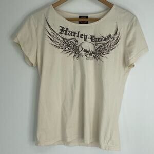 Harley-Davidson tshirt Size 2X cream short sleeve crew neck gem logo